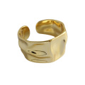 Cold wind irregular concave-convex wide face ring, couple simple ring gold-plated silver open ring